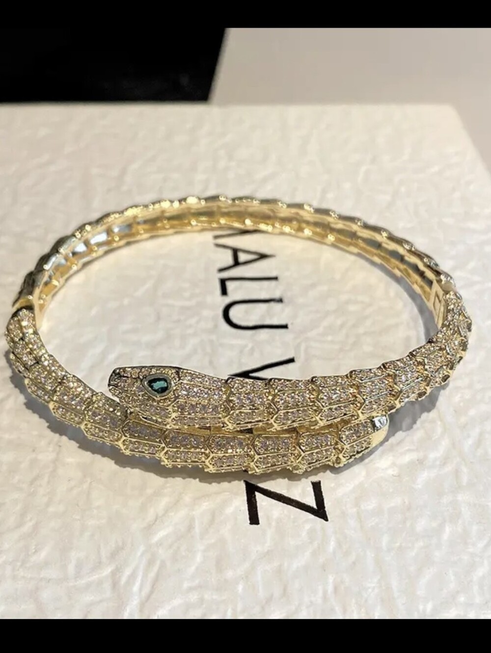18k Gold Plated Diamond Snake Bangle Bracelet